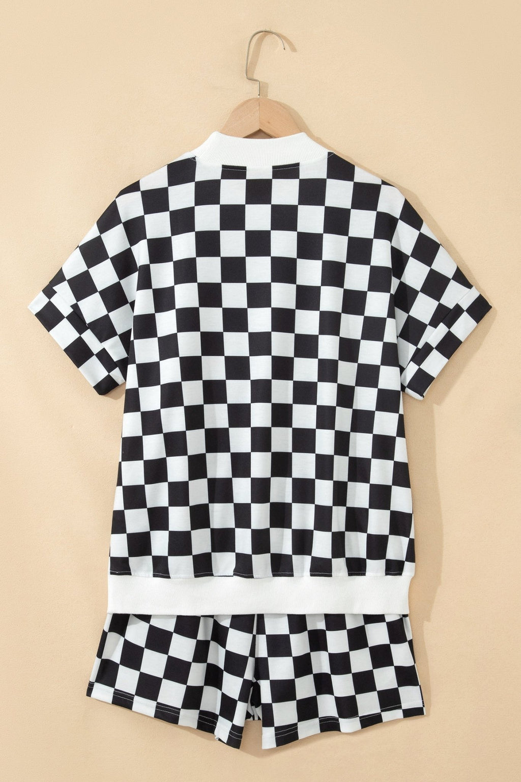 Checker Colorblock Mock Neck Top & Short Set - Rooted & Reckless Co.