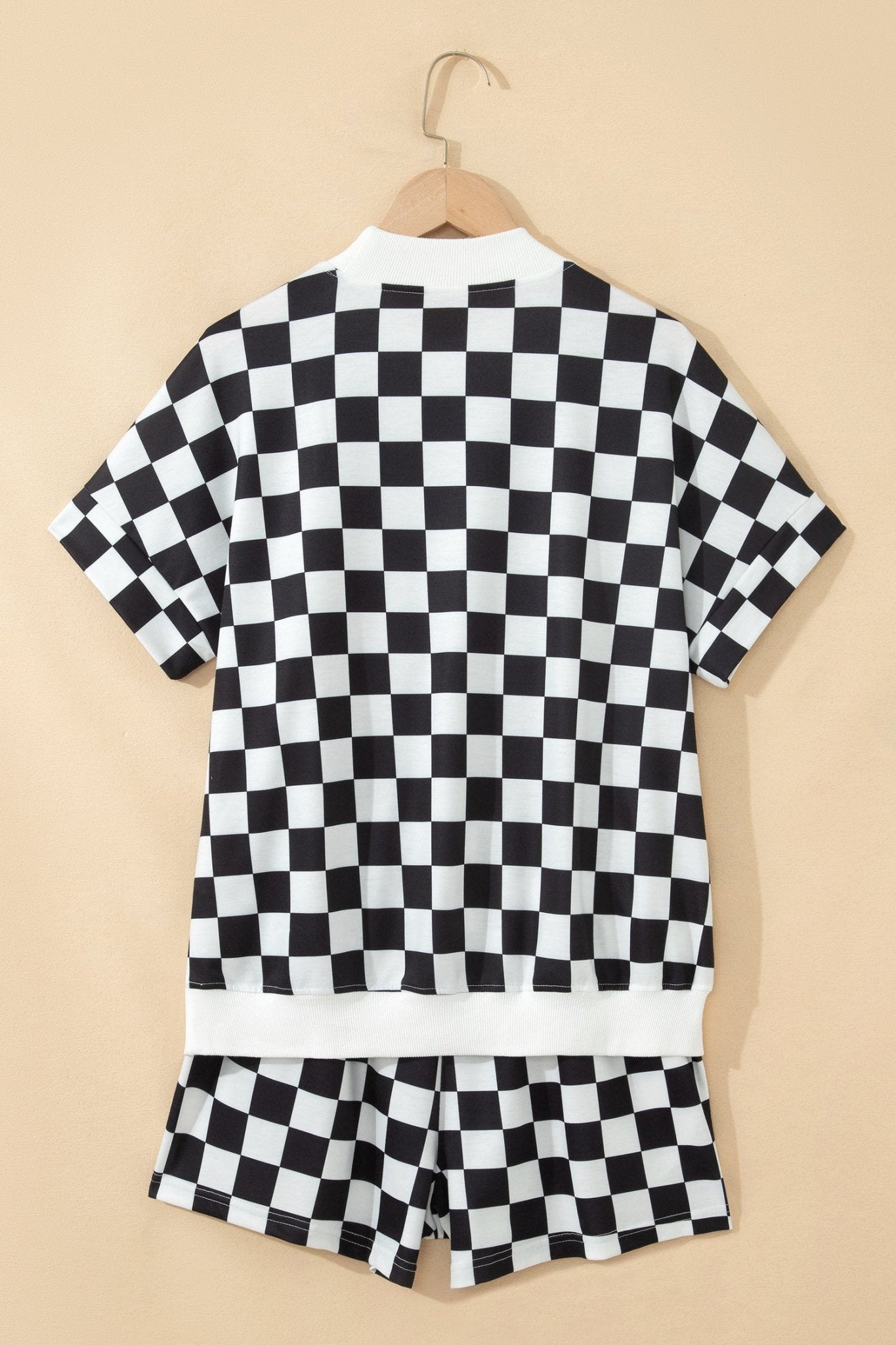 Checker Colorblock Mock Neck Top & Short Set - Rooted & Reckless Co.