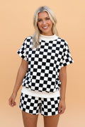 Checker Colorblock Mock Neck Top & Short Set - Rooted & Reckless Co.