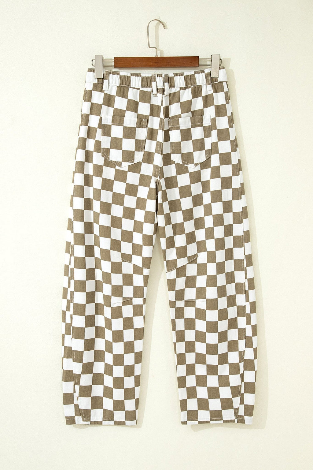 Checker Denim Barrel Leg Pants - Rooted & Reckless Co.