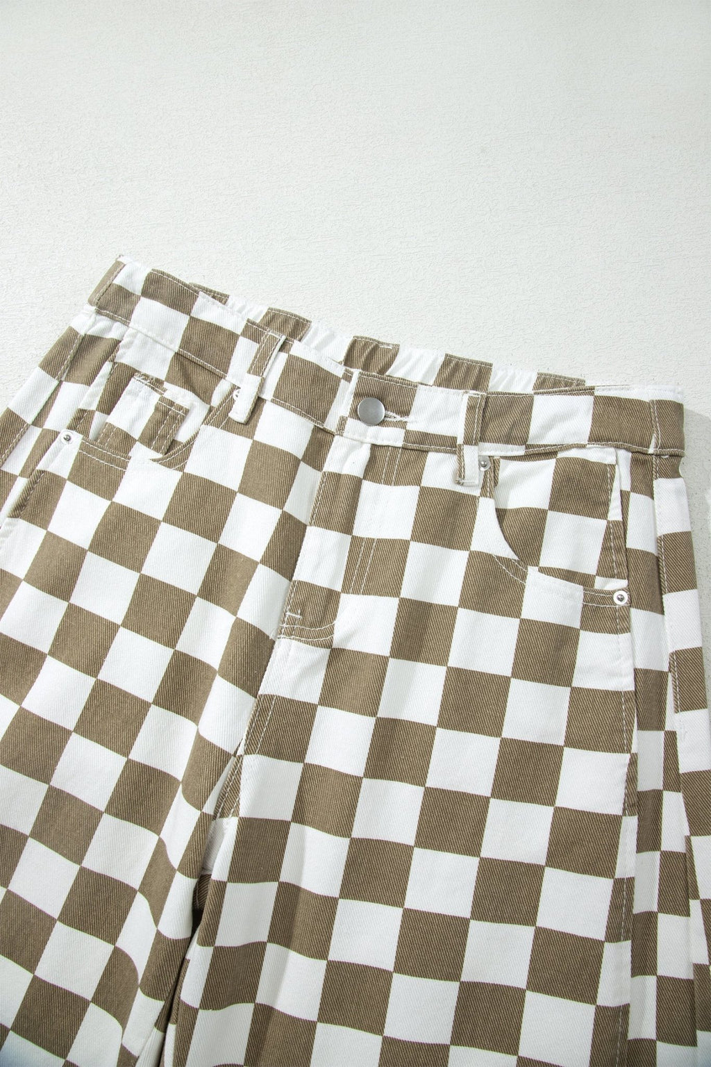 Checker Denim Barrel Leg Pants - Rooted & Reckless Co.