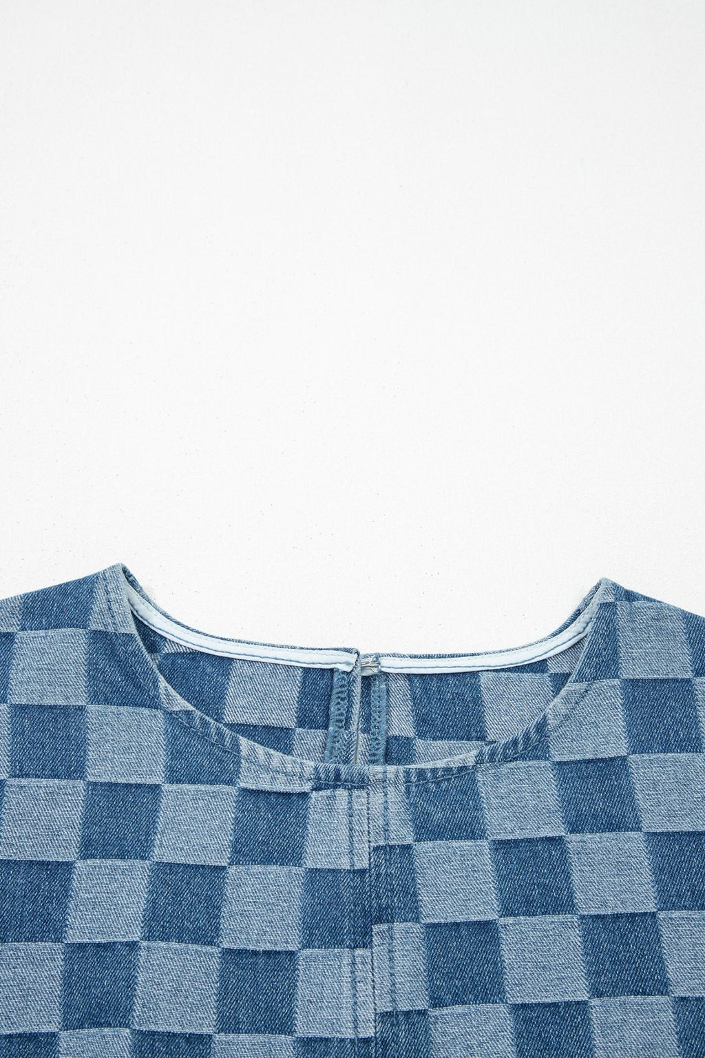 Checker Denim Frayed Hem Mini Dress - Rooted & Reckless Co.