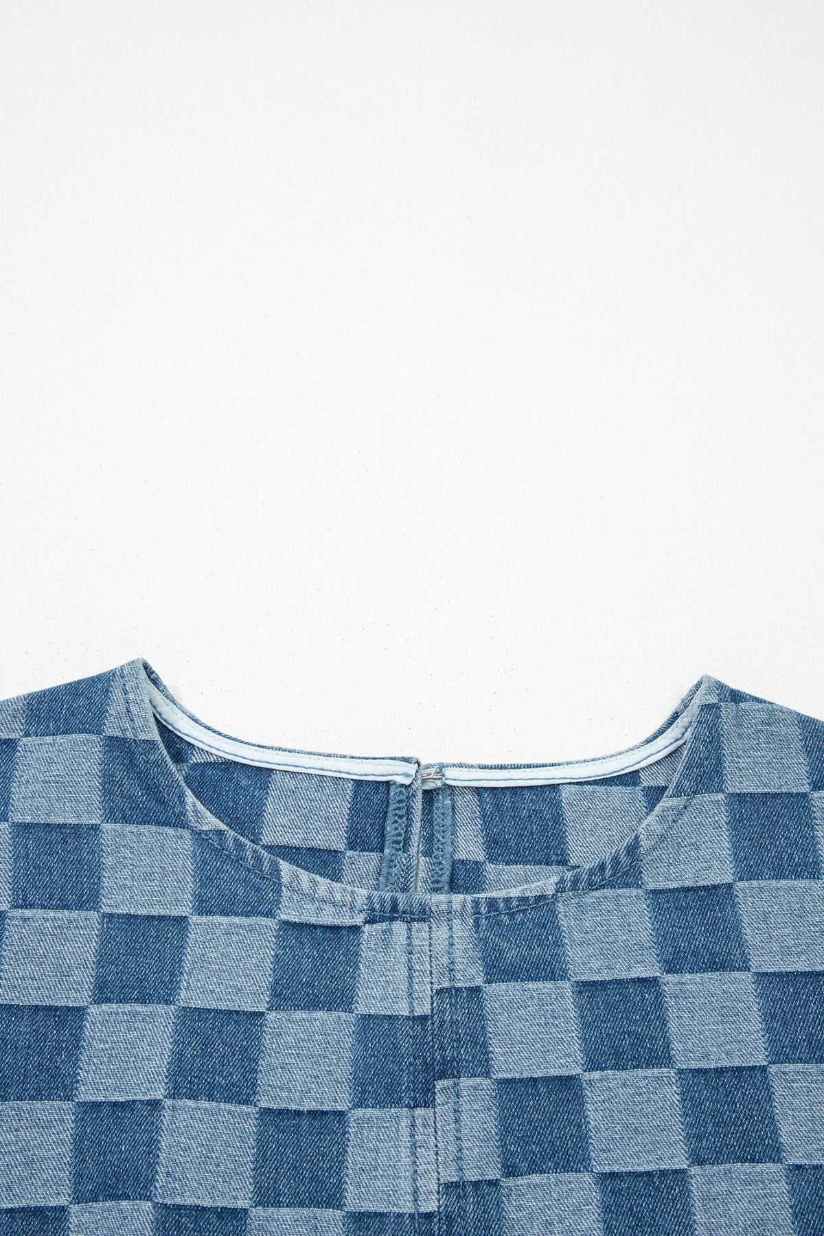 Checker Denim Frayed Hem Mini Dress - Rooted & Reckless Co.