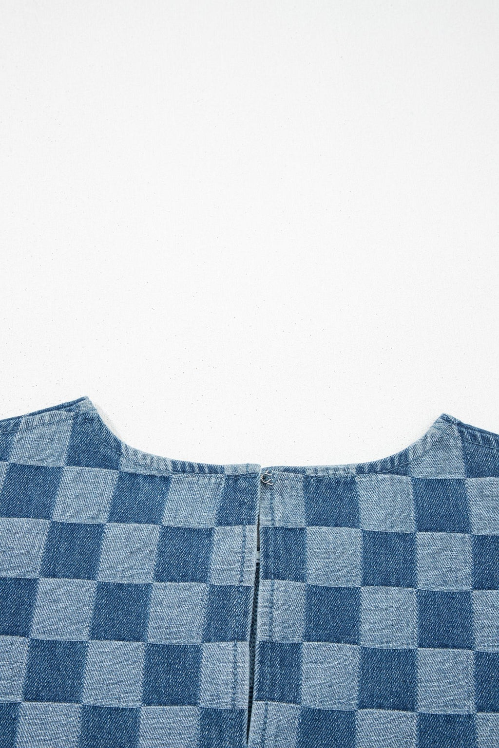 Checker Denim Frayed Hem Mini Dress - Rooted & Reckless Co.
