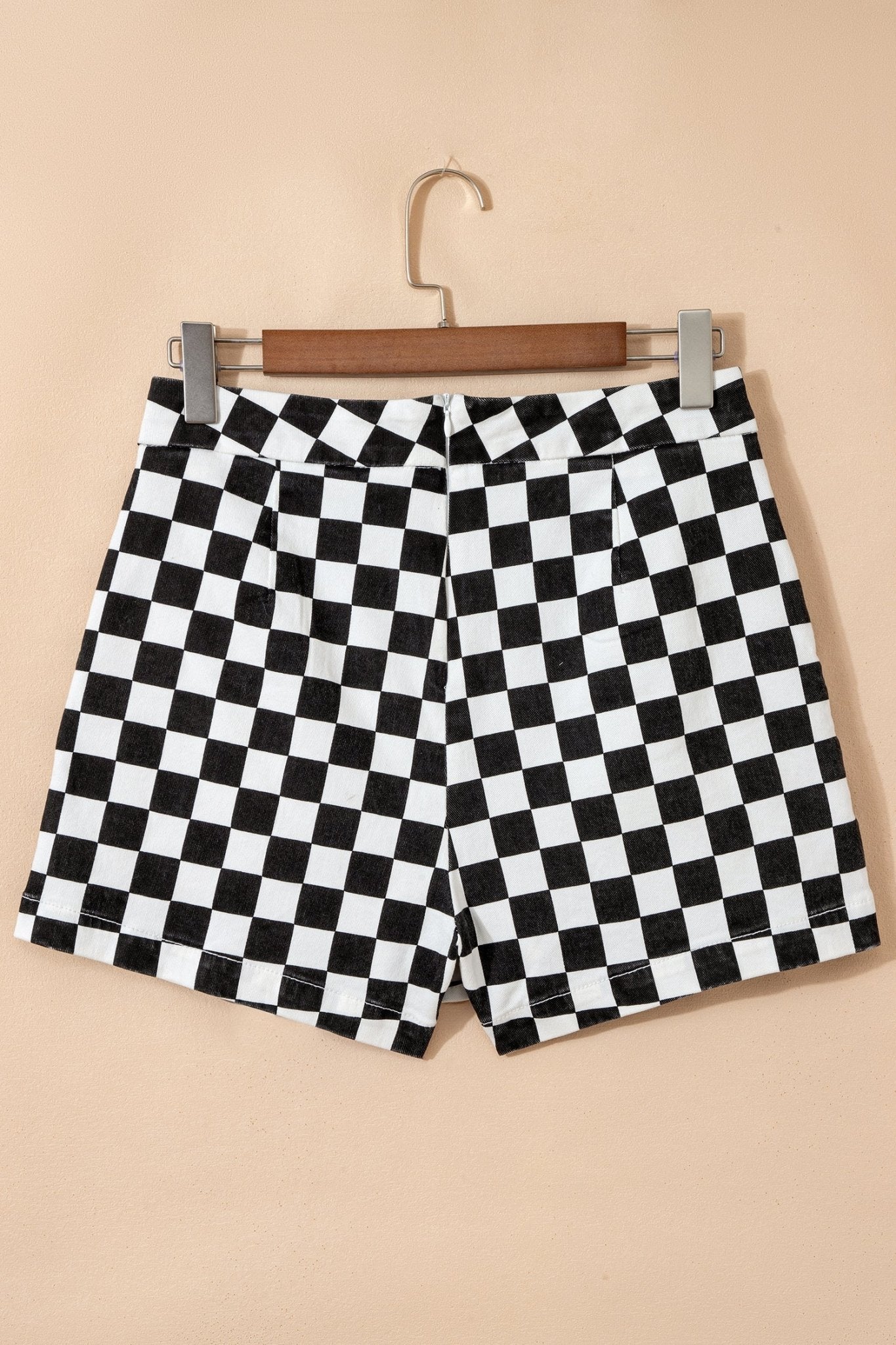 Checker Denim Pocketed Overlap Skort - Rooted & Reckless Co.