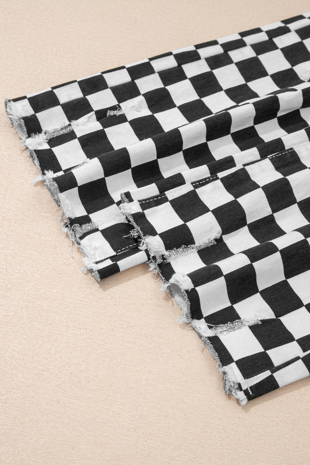 Checker Distressed Raw Edge Cropped Jeans - Rooted & Reckless Co.