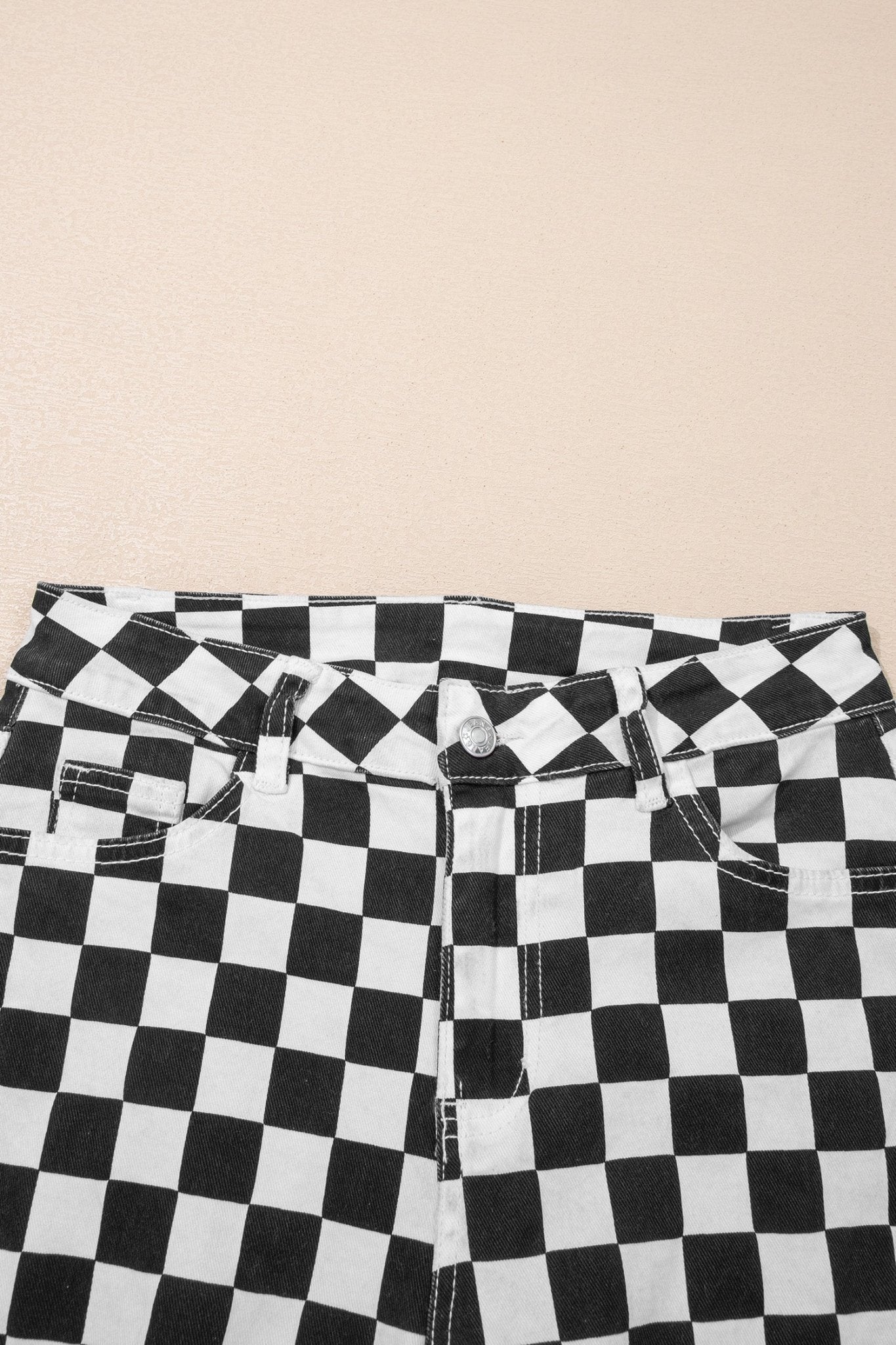 Checker Distressed Raw Edge Cropped Jeans - Rooted & Reckless Co.