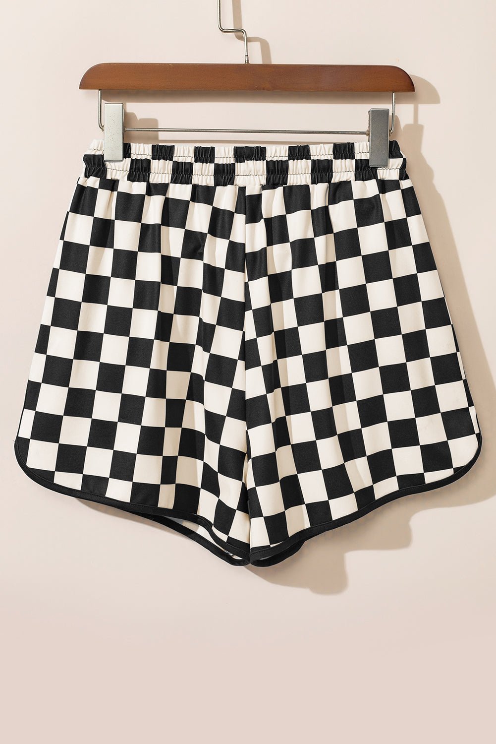 Checker Drawstring Elastic Waist Shorts - Rooted & Reckless Co.