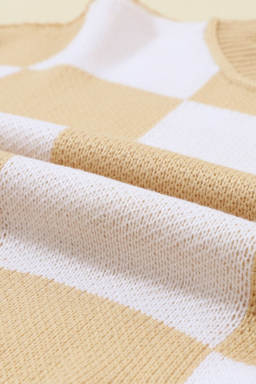 Checker Exposed Seam Drop Shoulder Long Sleeve Sweater - Rooted & Reckless Co.