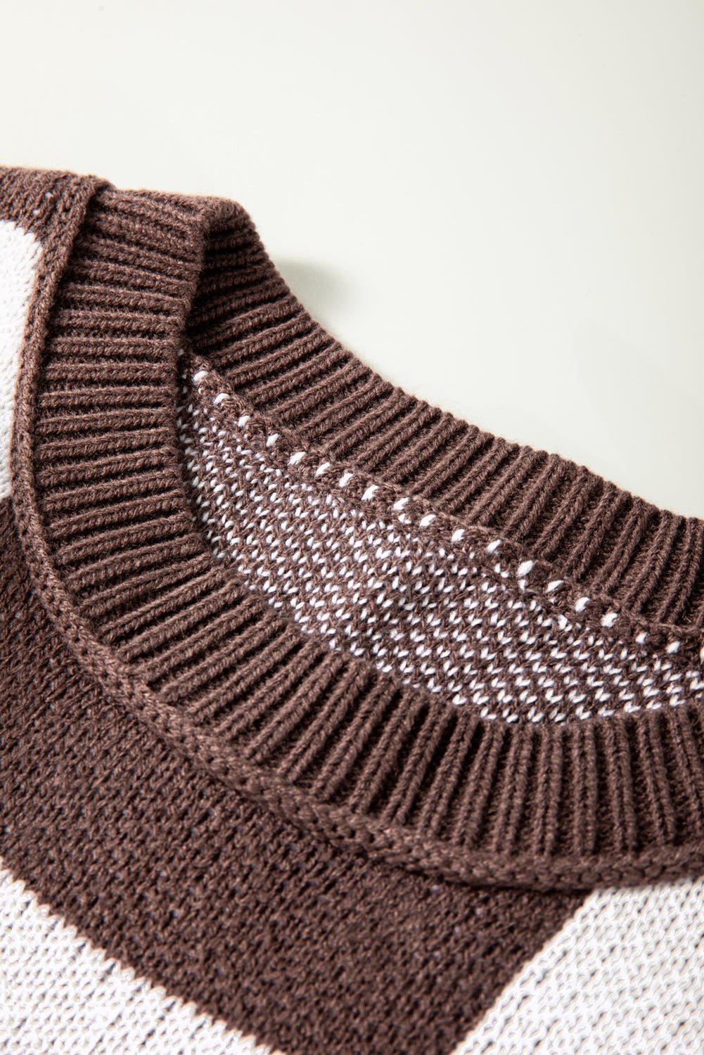 Checker Exposed Seam Drop Shoulder Long Sleeve Sweater - Rooted & Reckless Co.