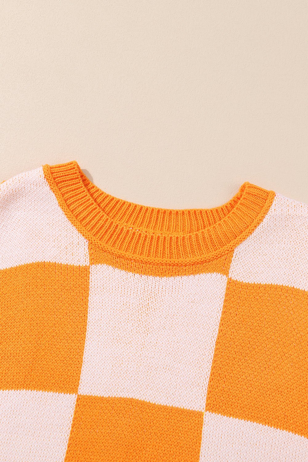 Checker Exposed Seam Drop Shoulder Long Sleeve Sweater - Rooted & Reckless Co.