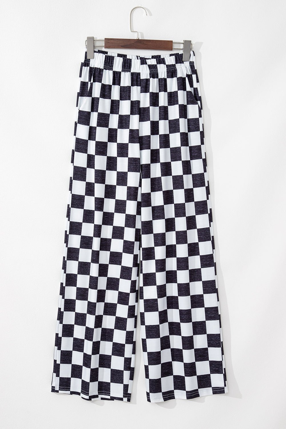 Checker High Waist Wide Leg Pants - Rooted & Reckless Co.