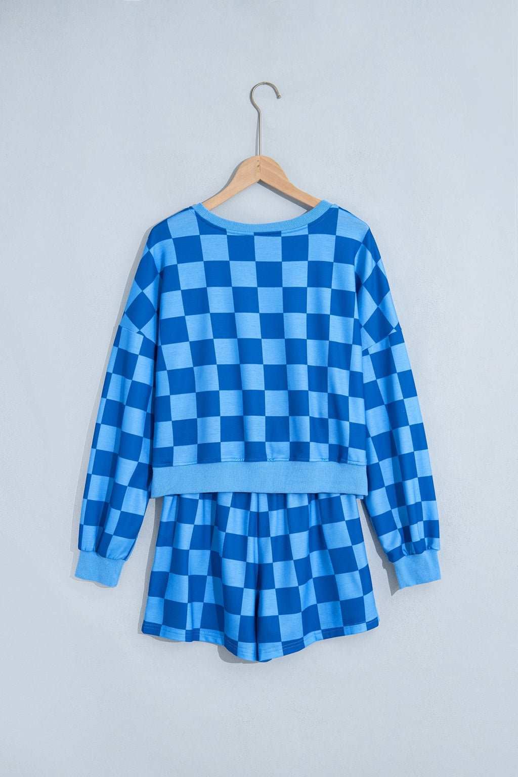Checker Long Sleeve Crop Top & Shorts Set - Rooted & Reckless Co.