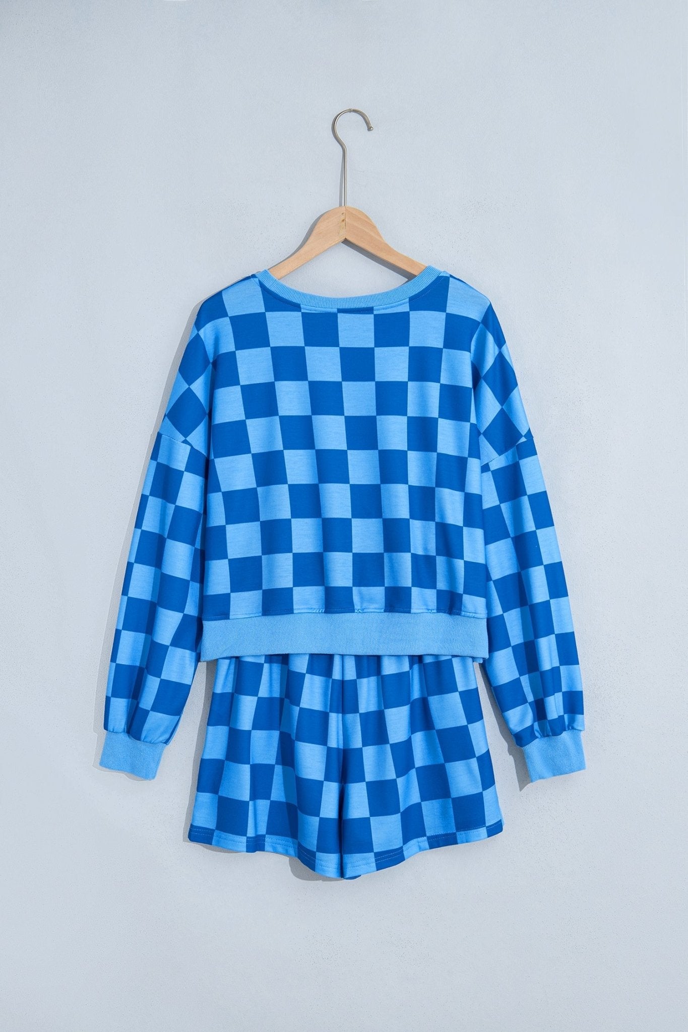 Checker Long Sleeve Crop Top & Shorts Set - Rooted & Reckless Co.