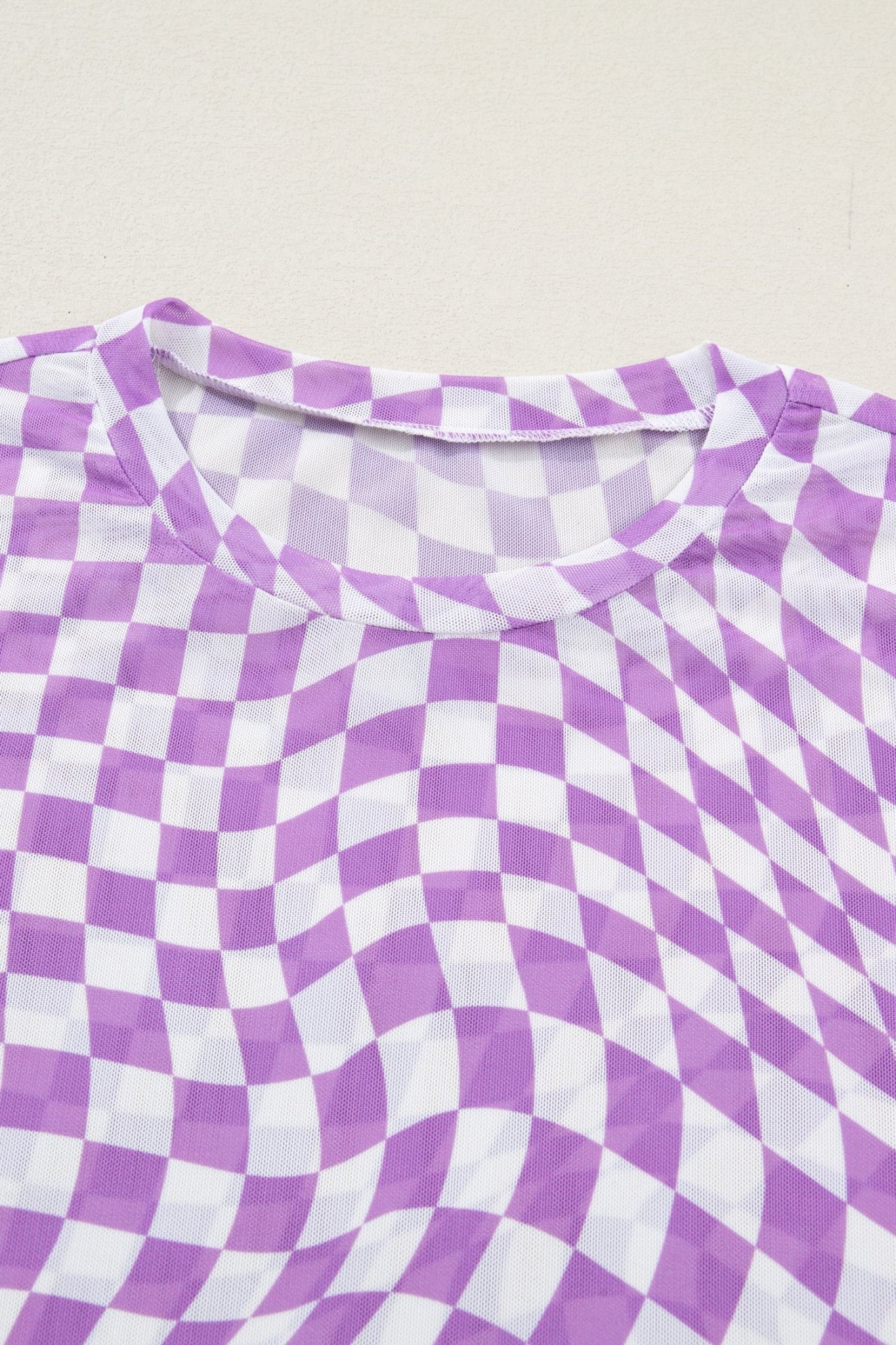 Checker Mesh Mock Neck Short Sleeve T-Shirt - Rooted & Reckless Co.