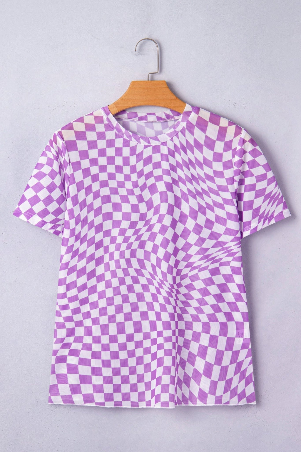Checker Mesh Mock Neck Short Sleeve T-Shirt - Rooted & Reckless Co.