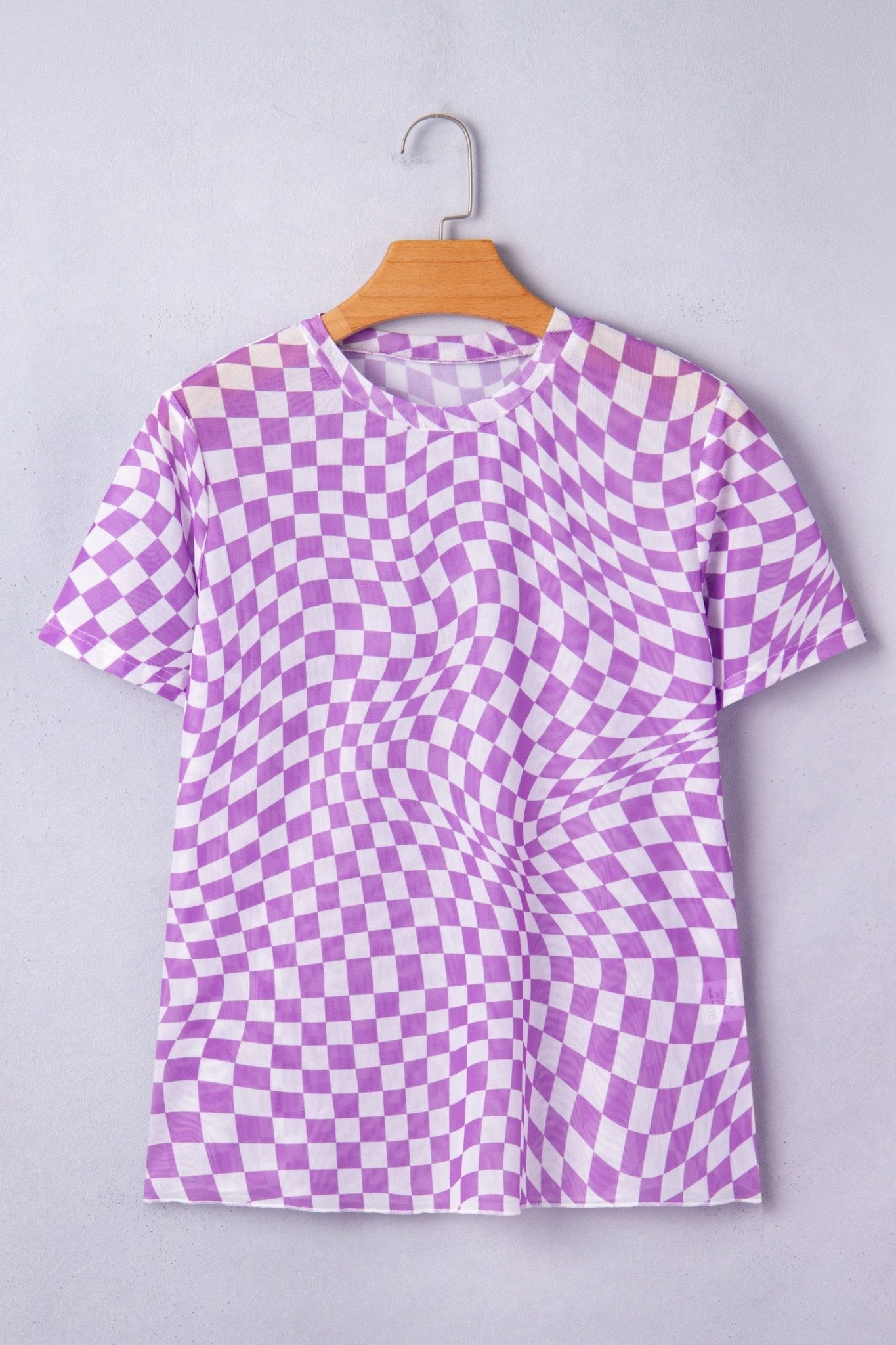 Checker Mesh Mock Neck Short Sleeve T-Shirt - Rooted & Reckless Co.