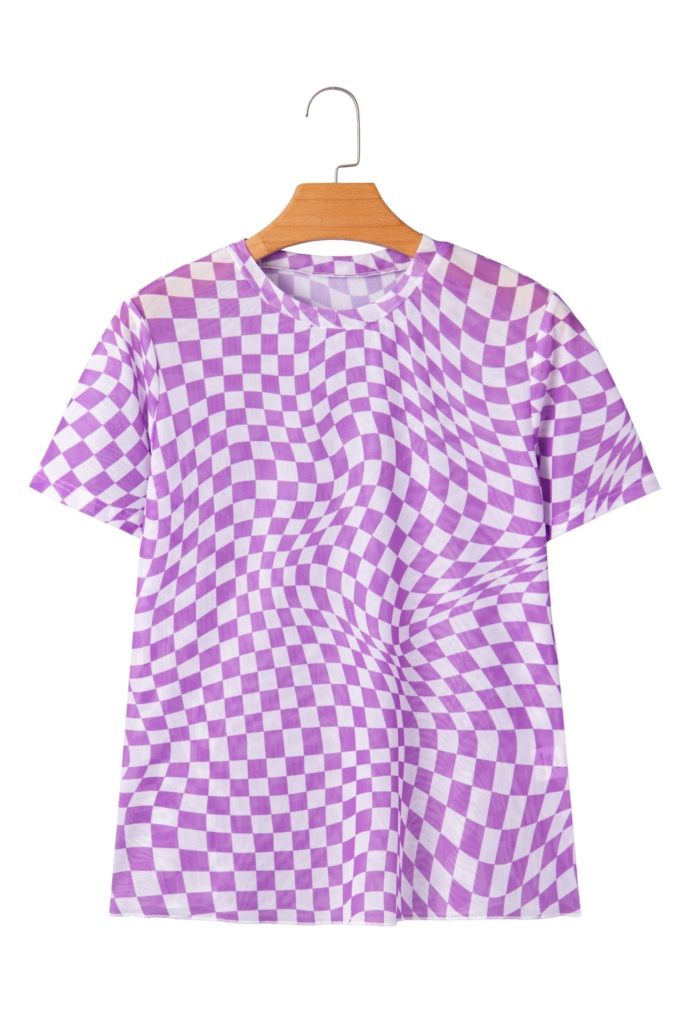 Checker Mesh Mock Neck Short Sleeve T-Shirt - Rooted & Reckless Co.