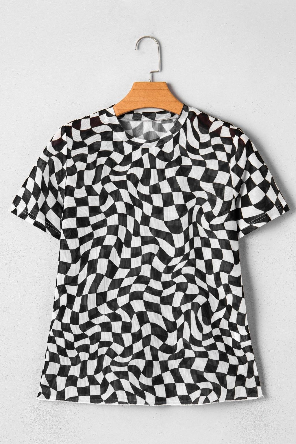 Checker Mesh Mock Neck Short Sleeve T-Shirt - Rooted & Reckless Co.