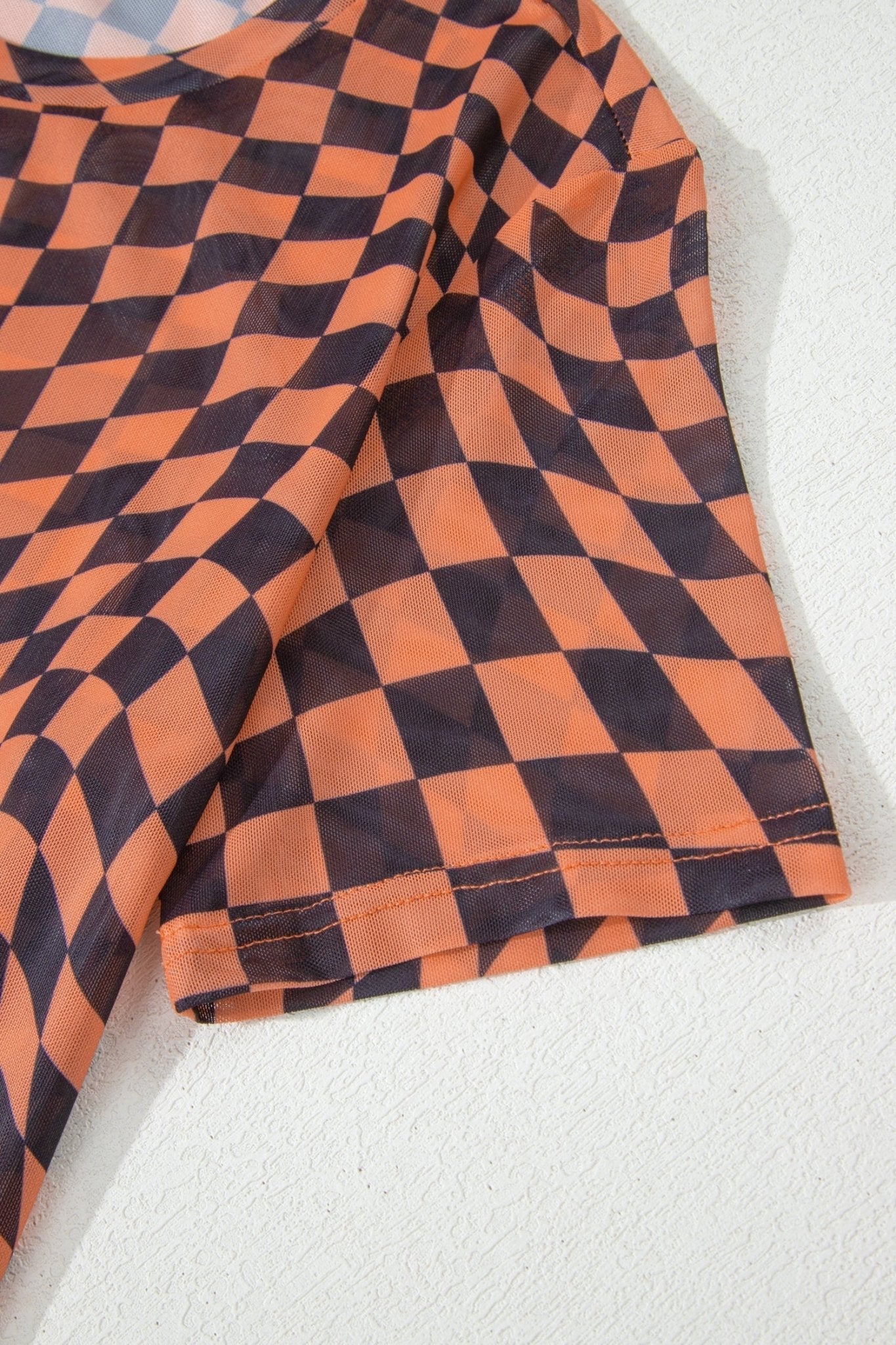 Checker Mesh Mock Neck Short Sleeve T-Shirt - Rooted & Reckless Co.