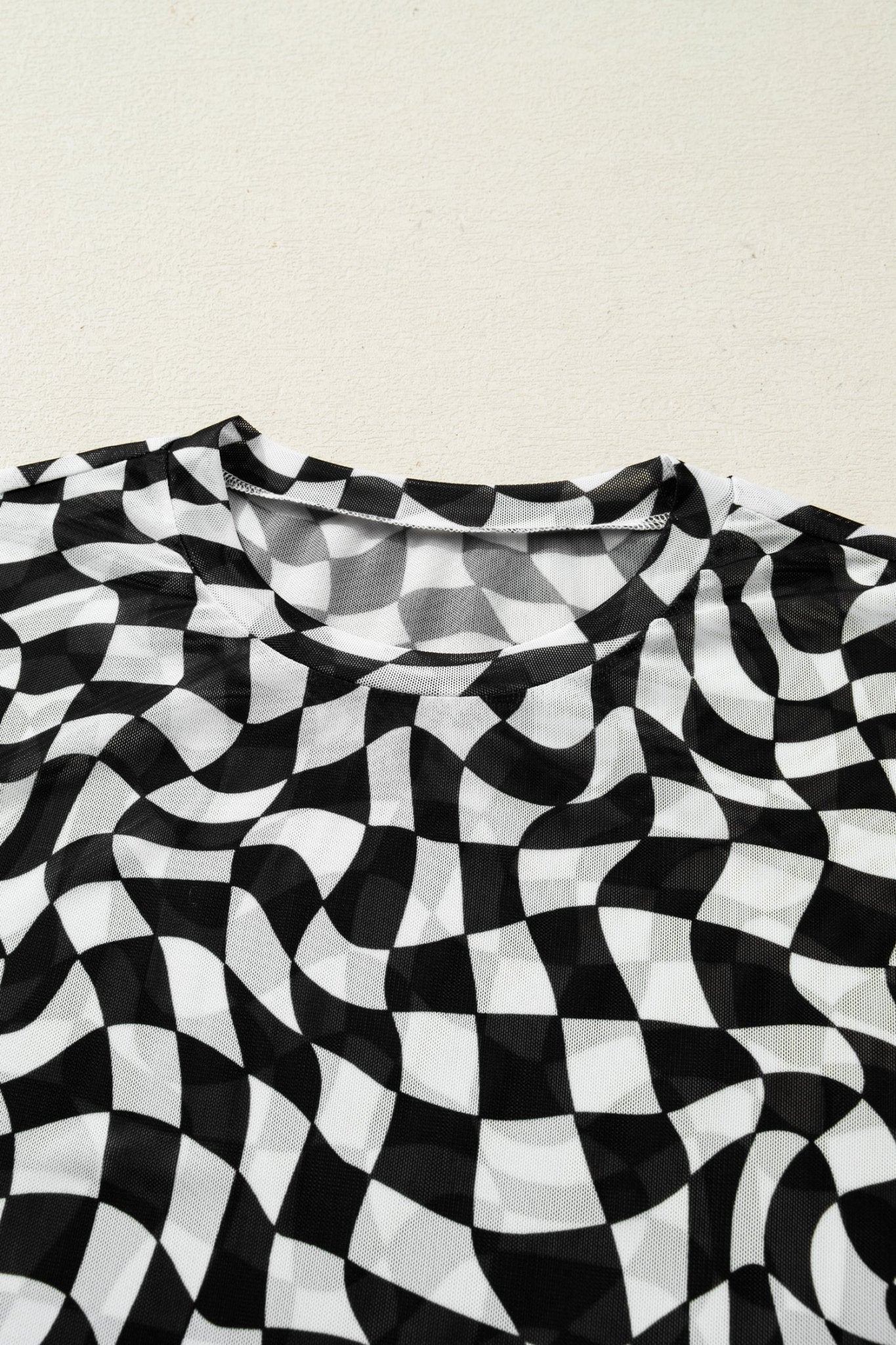 Checker Mesh Mock Neck Short Sleeve T-Shirt - Rooted & Reckless Co.