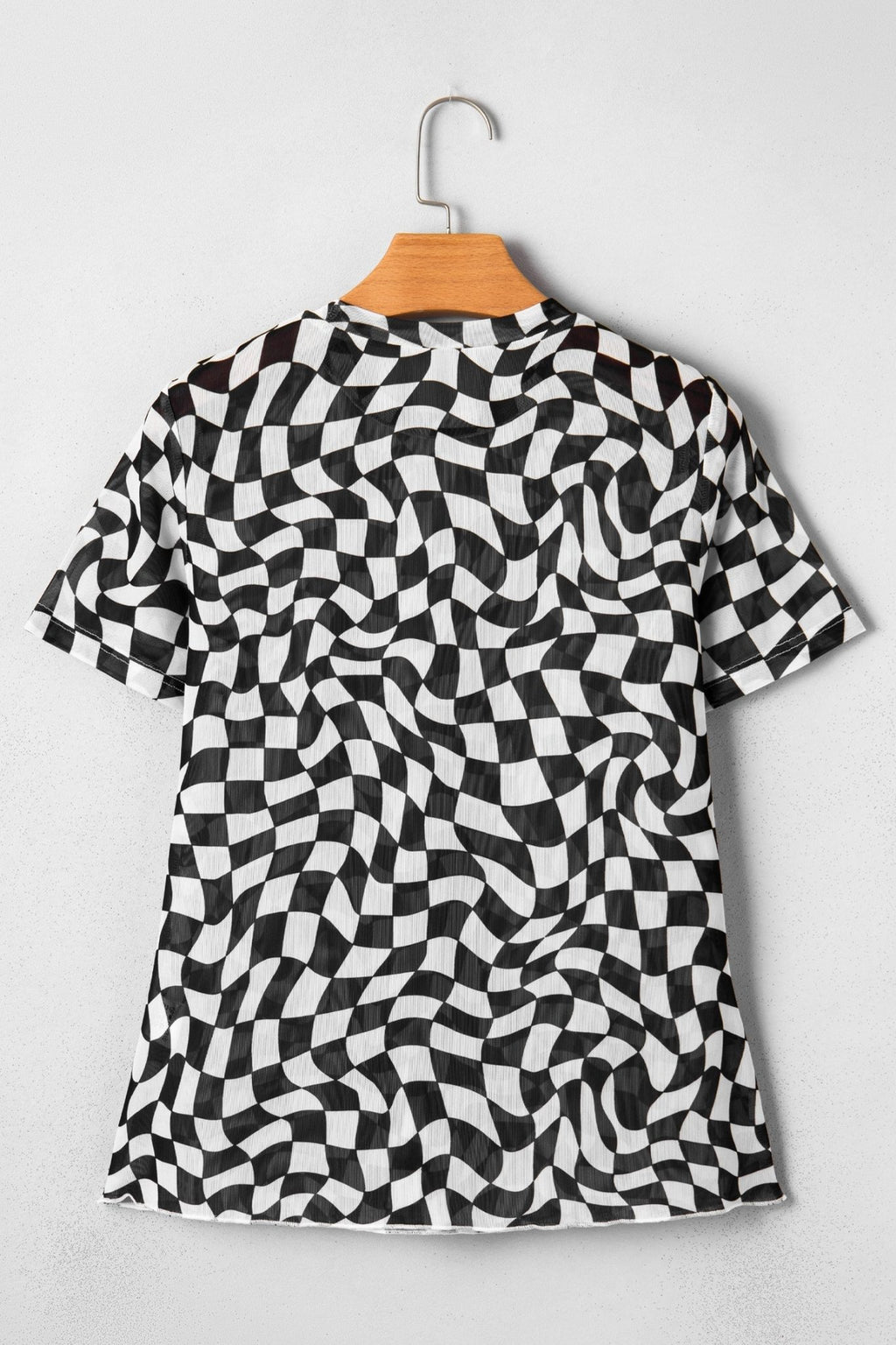 Checker Mesh Mock Neck Short Sleeve T-Shirt - Rooted & Reckless Co.