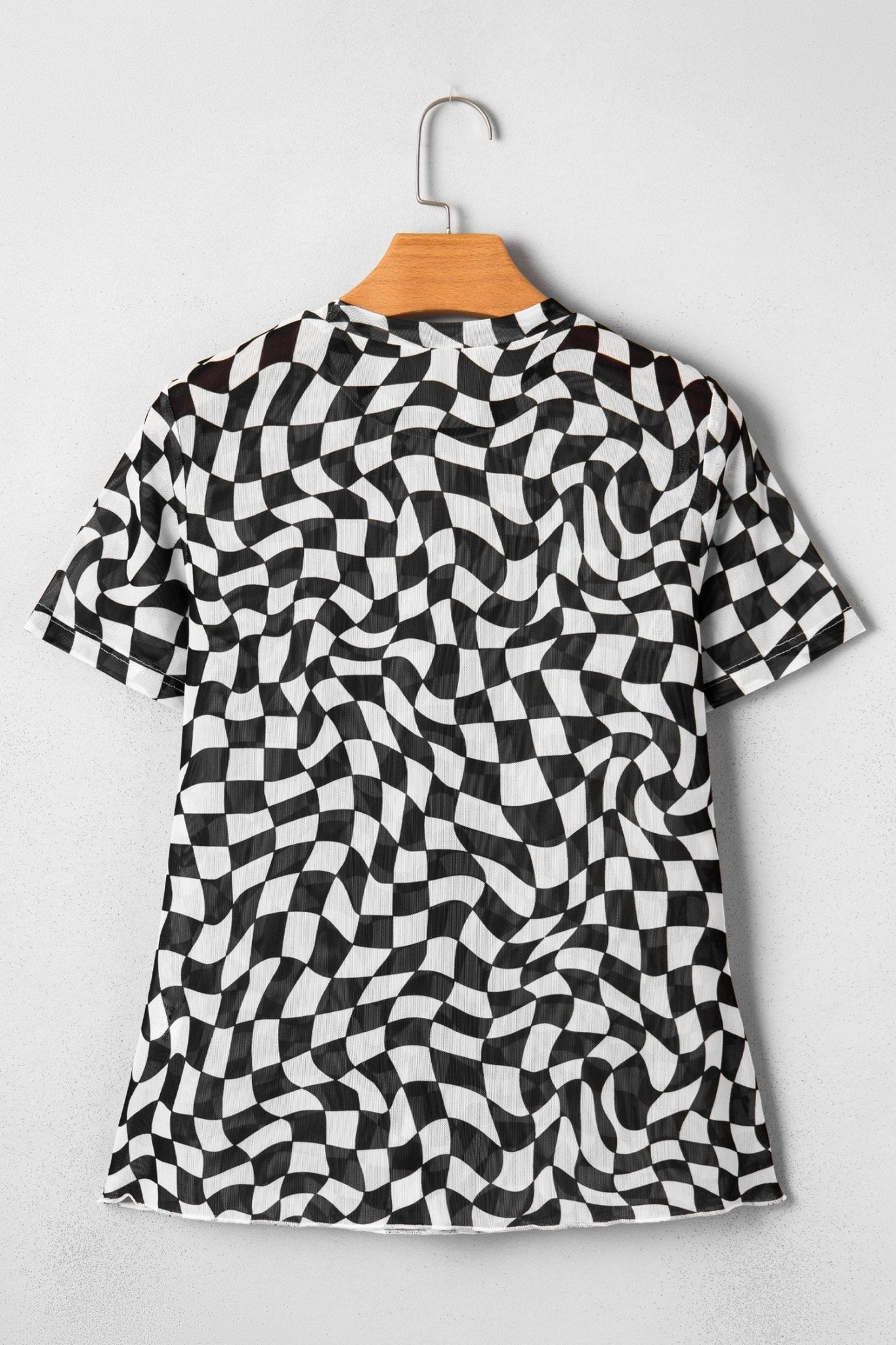 Checker Mesh Mock Neck Short Sleeve T-Shirt - Rooted & Reckless Co.