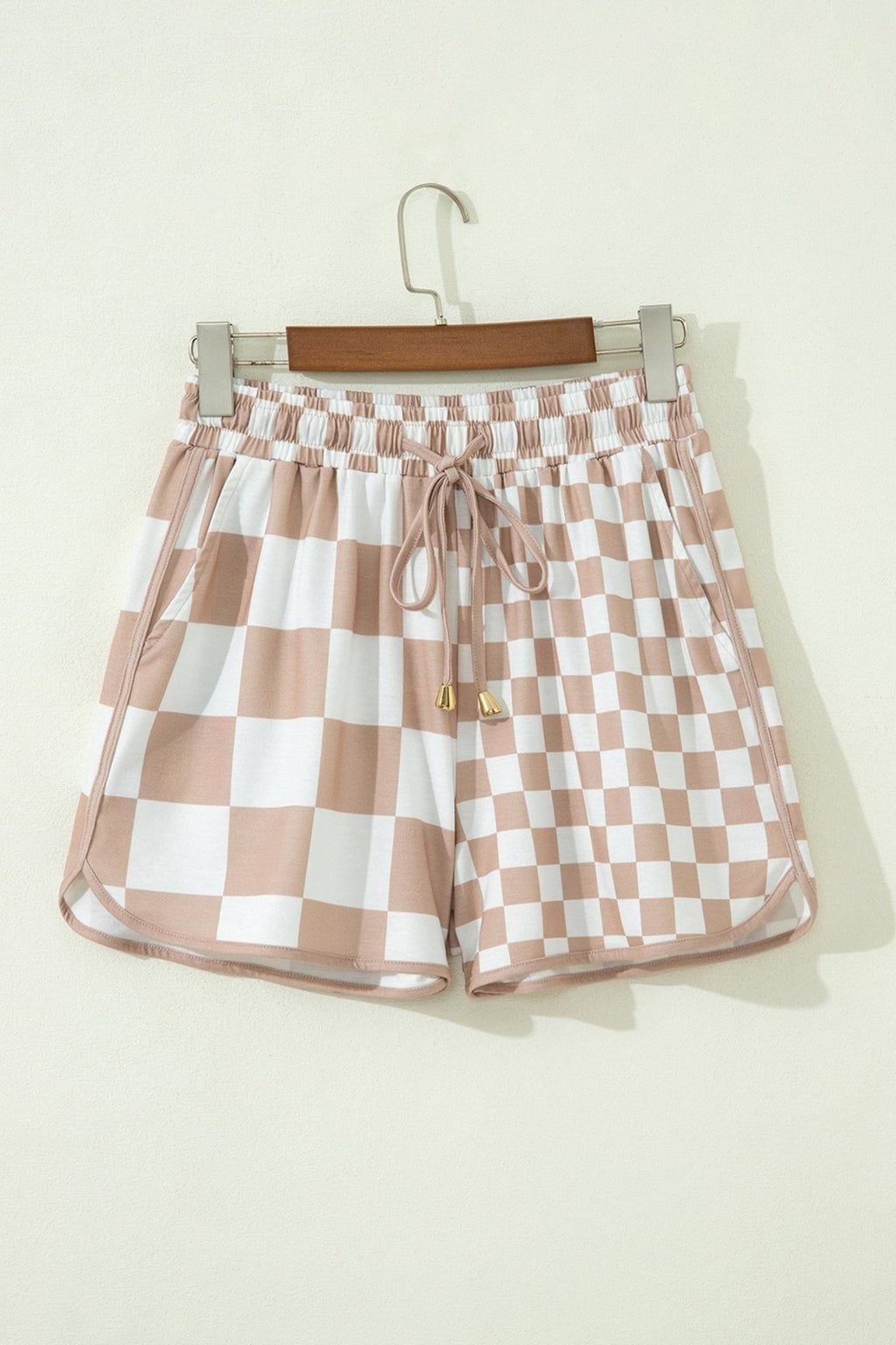 Checker Patchwork Beaded Drawstring Shorts - Rooted & Reckless Co.