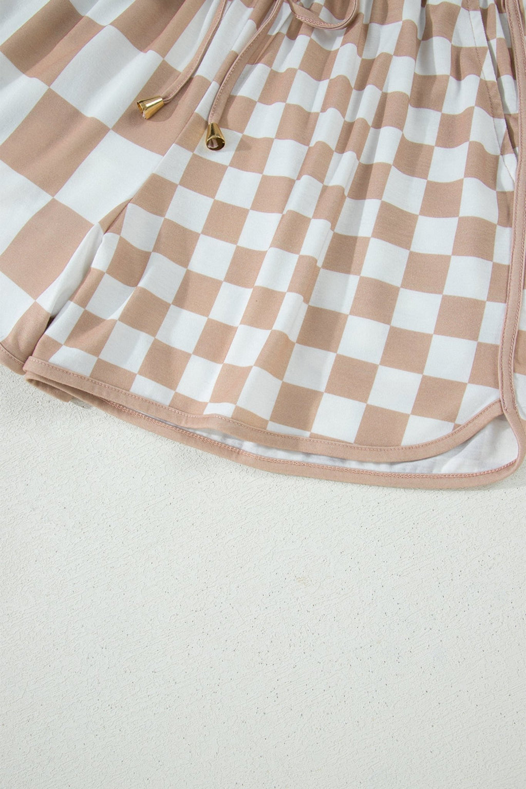Checker Patchwork Beaded Drawstring Shorts - Rooted & Reckless Co.