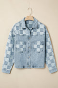 Checker Patchwork Denim Buttoned Jacket - Rooted & Reckless Co.