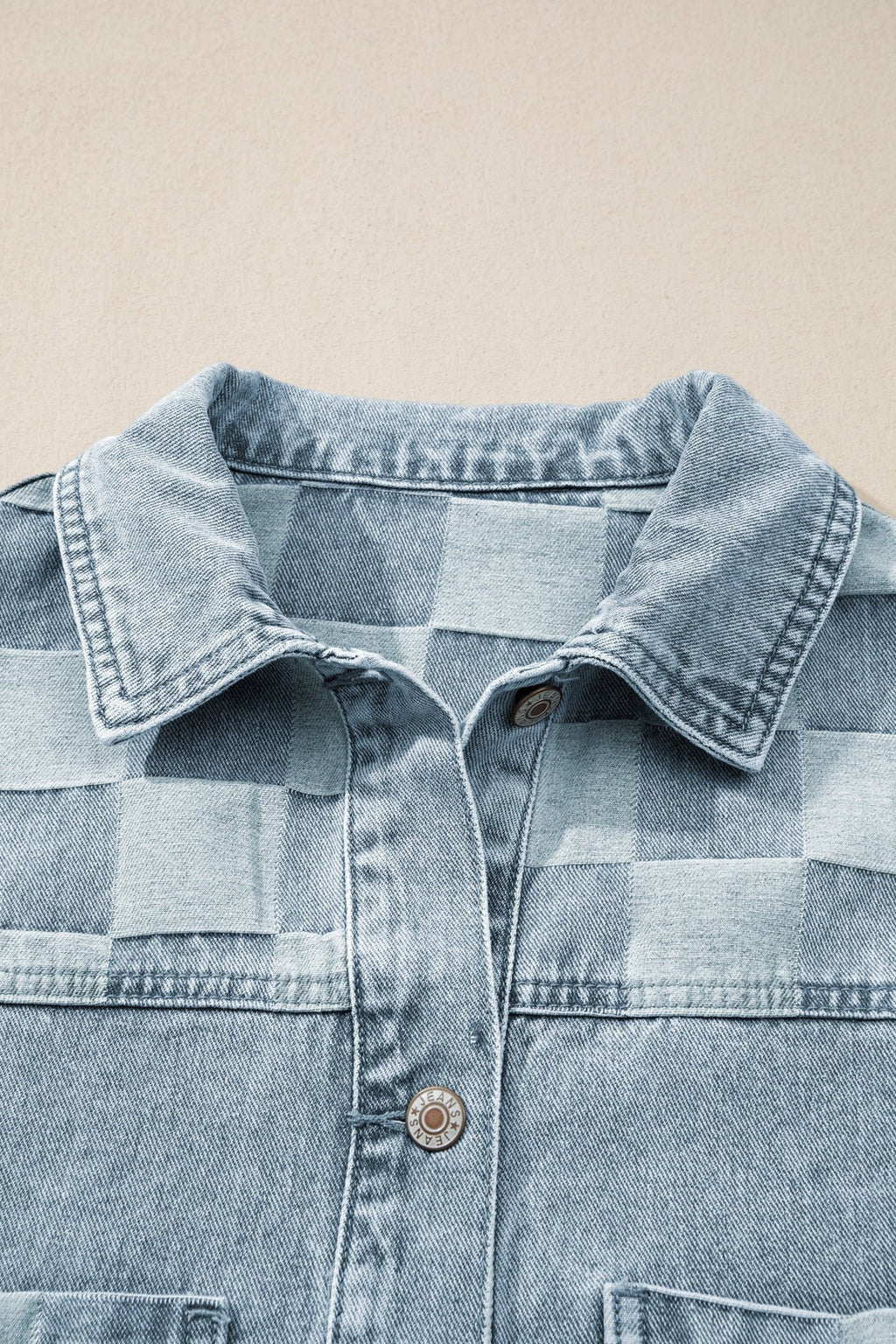 Checker Patchwork Denim Buttoned Jacket - Rooted & Reckless Co.