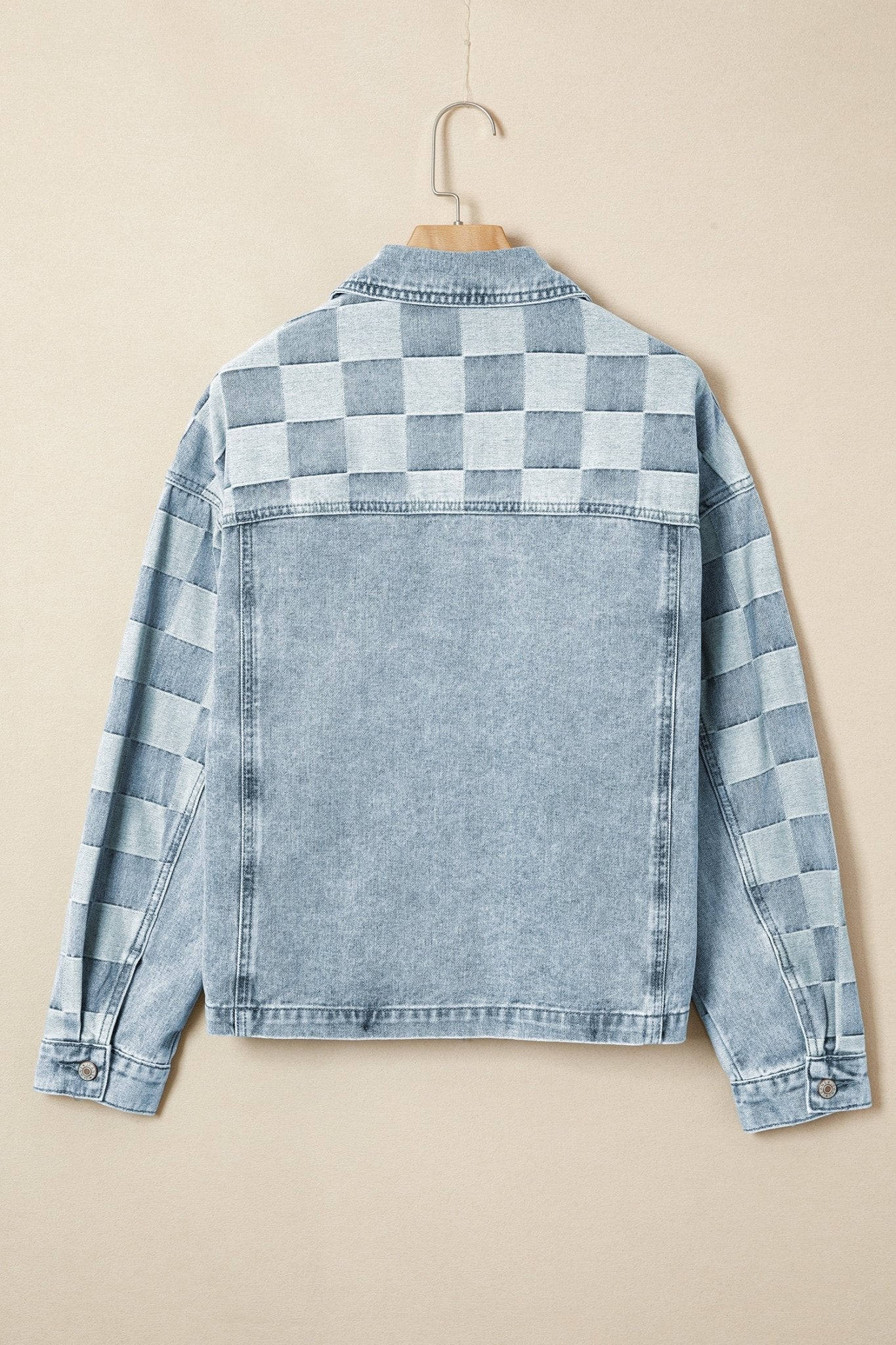 Checker Patchwork Denim Buttoned Jacket - Rooted & Reckless Co.