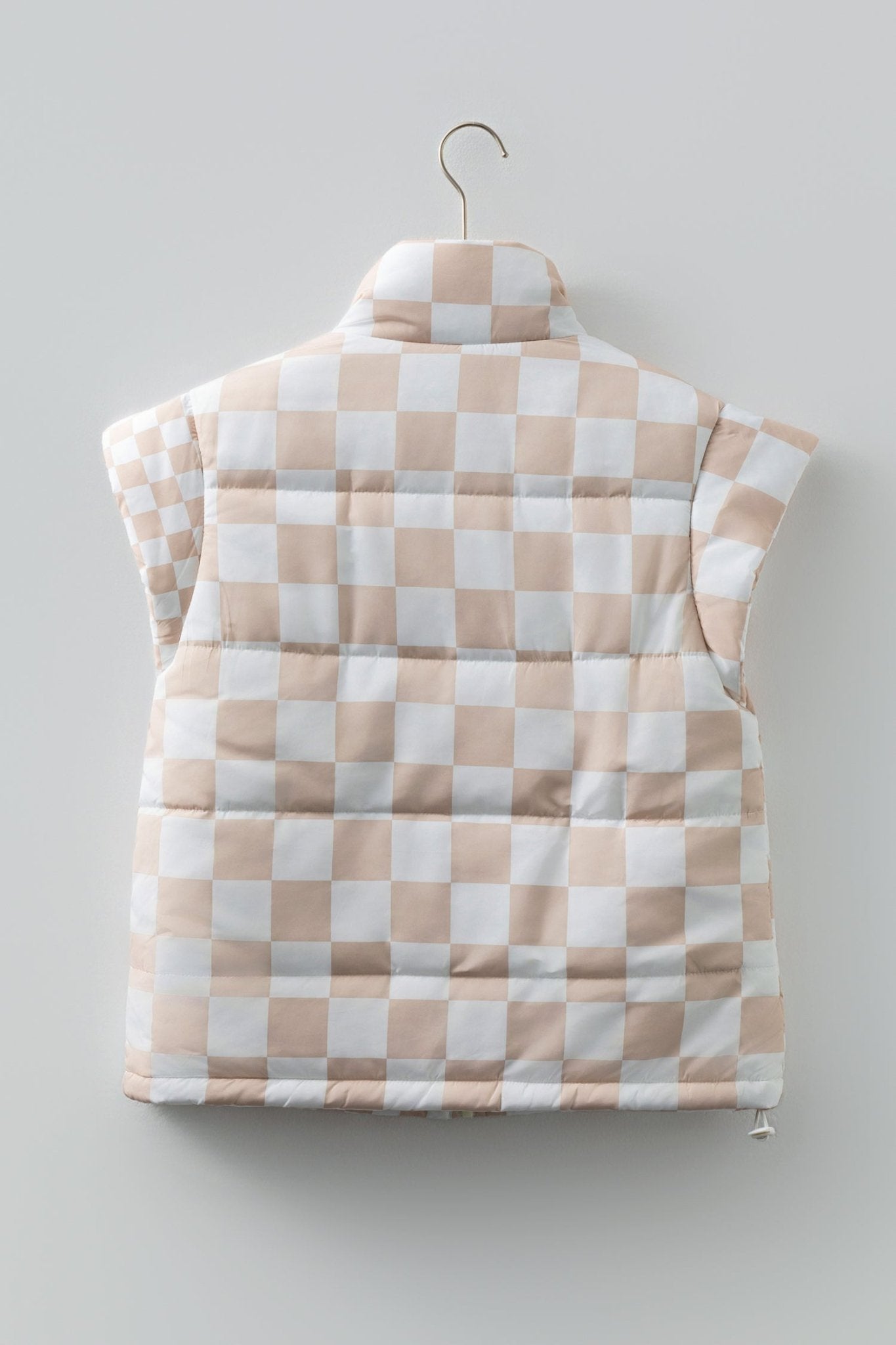 Checker Patchwork Quilted Buttoned Zip Up Vest - Rooted & Reckless Co.