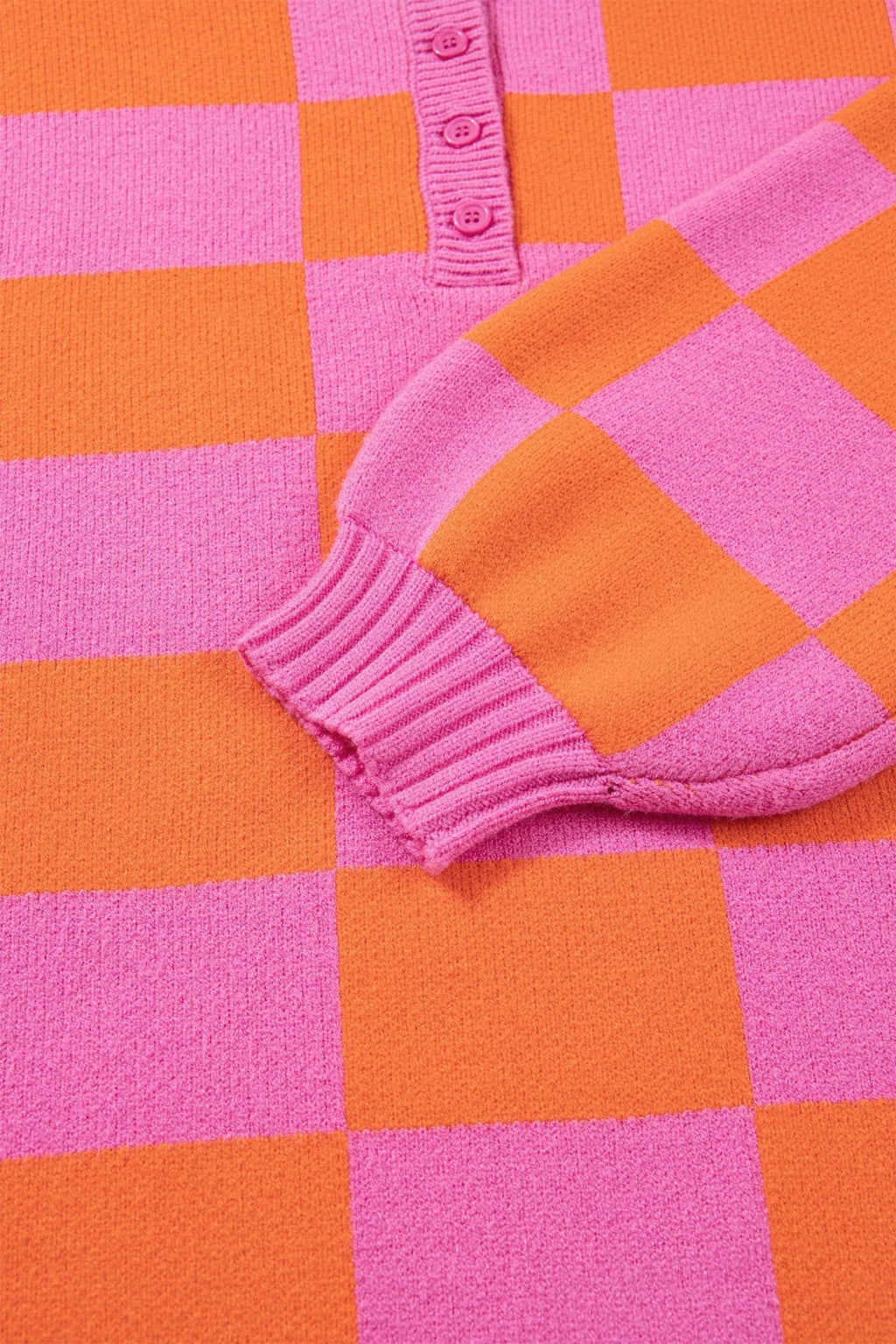 Checker Polo Collar Baggy Knit Sweater - Rooted & Reckless Co.