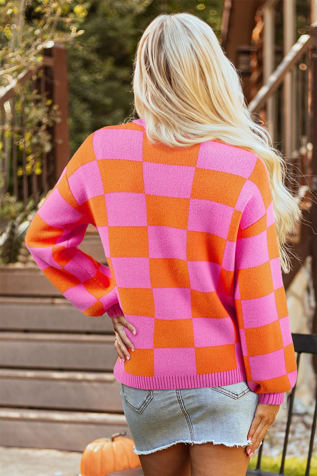 Checker Polo Collar Baggy Knit Sweater - Rooted & Reckless Co.