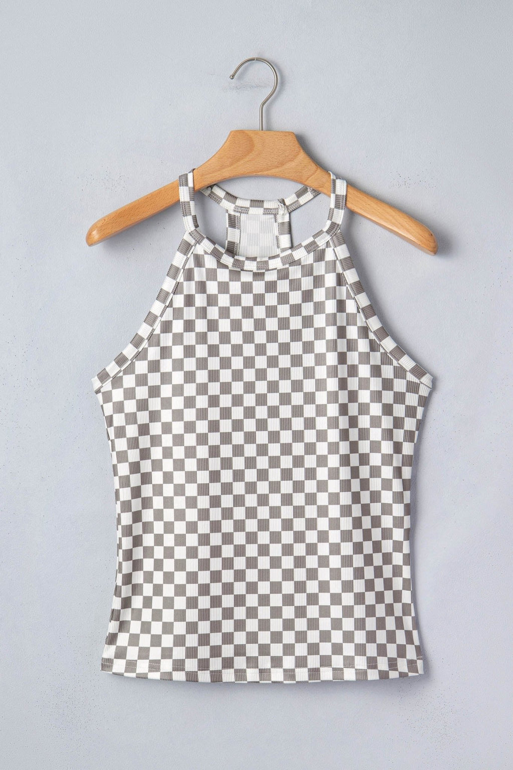Checker Ribbed Knit Halter Tank Top - Rooted & Reckless Co.