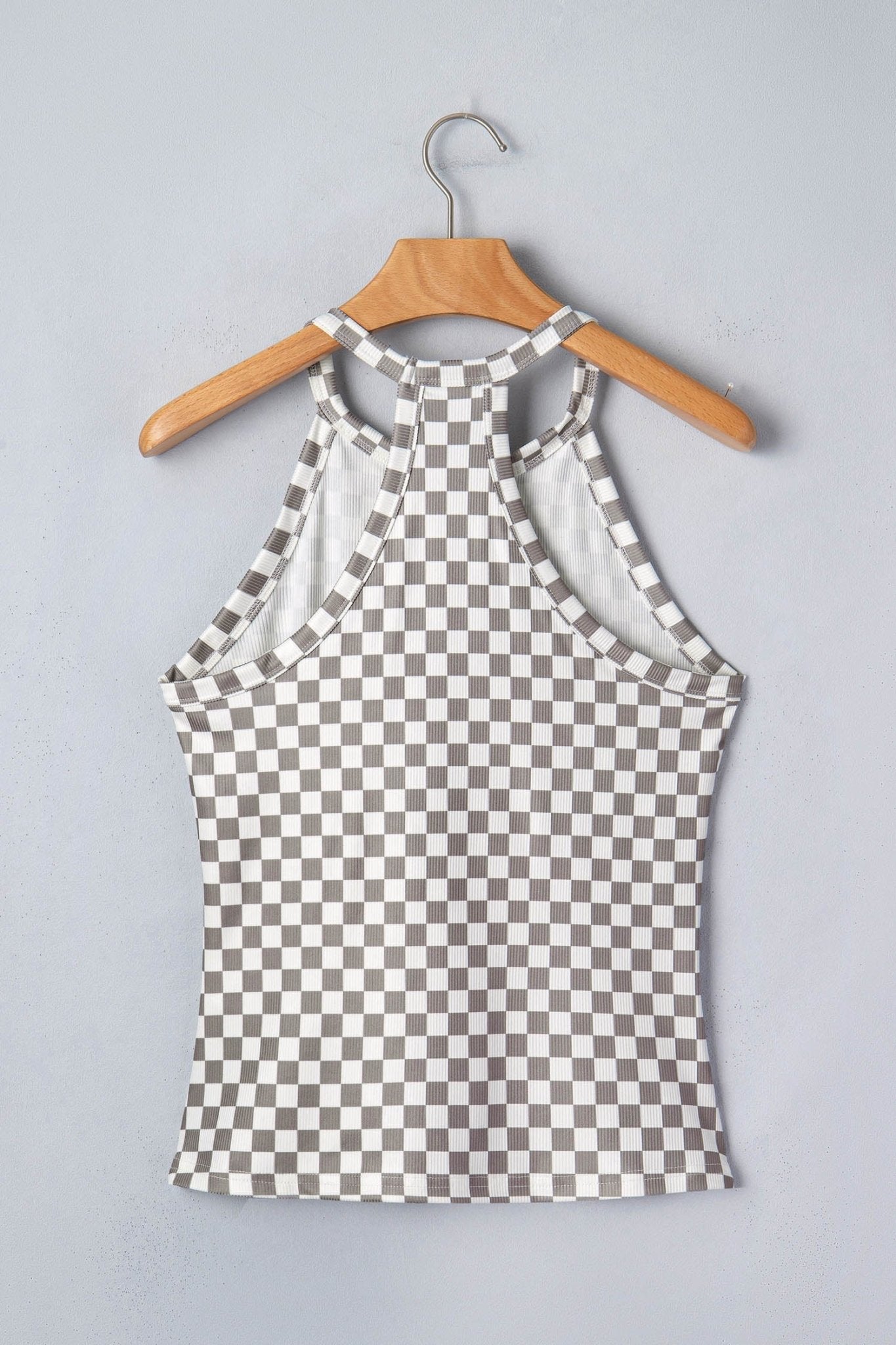 Checker Ribbed Knit Halter Tank Top - Rooted & Reckless Co.