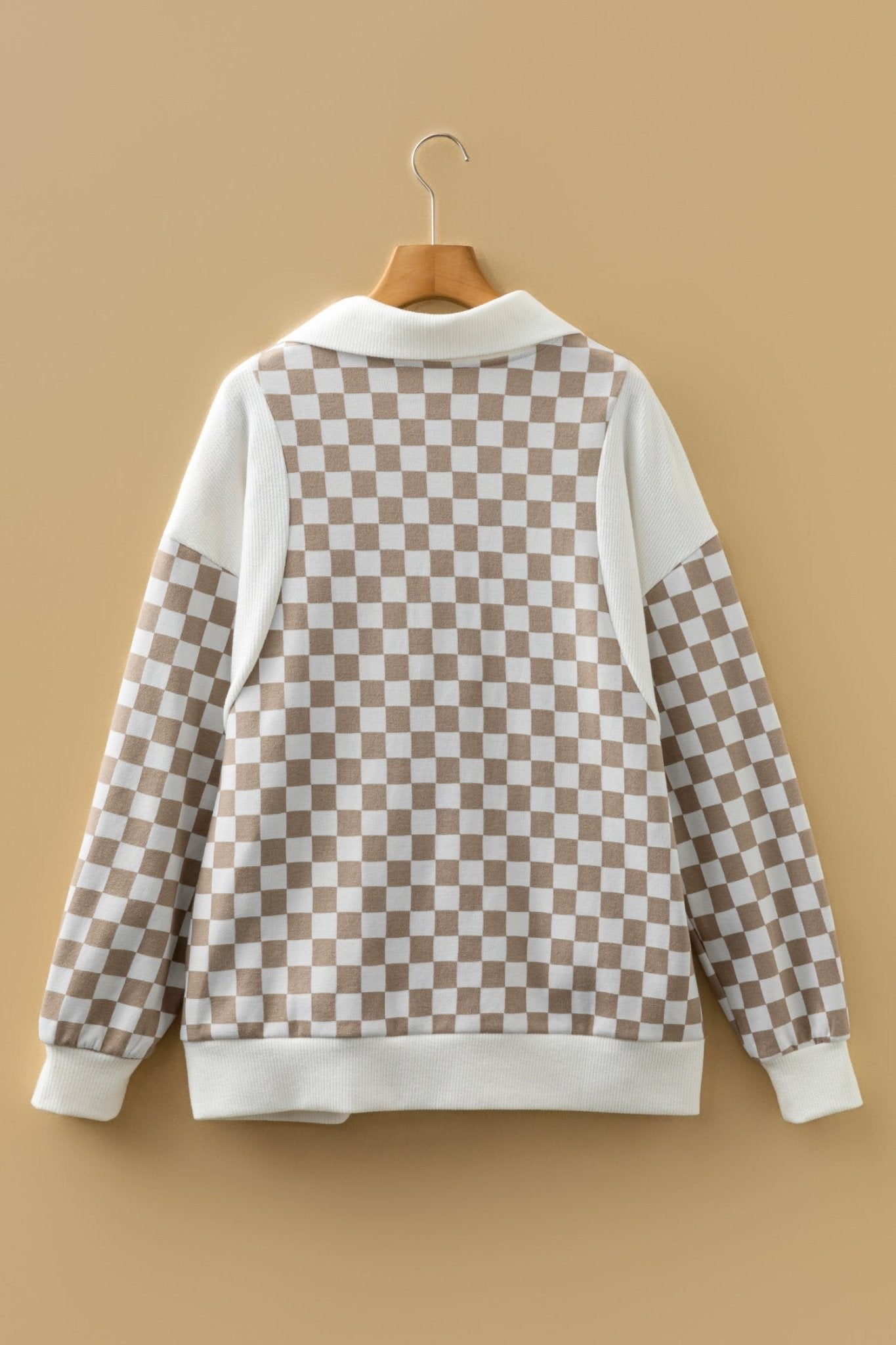 Checker Ribbed Patchwork Quarter Zip Sweatshirt - Rooted & Reckless Co.