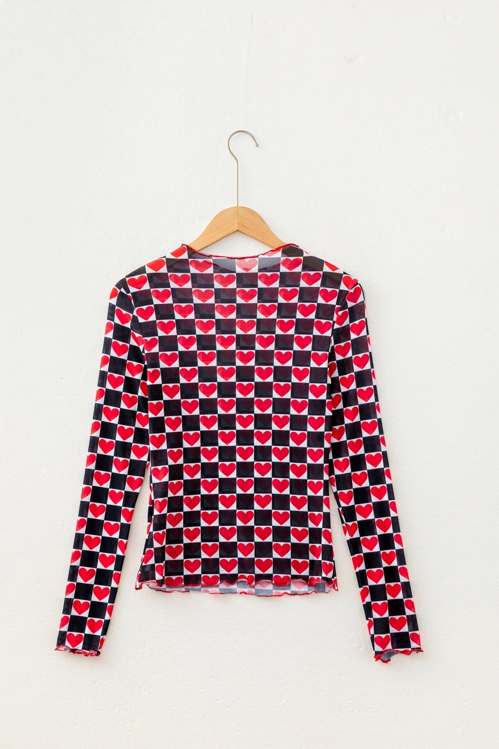 Checker Sheer Mesh Long Sleeve Blouse - Rooted & Reckless Co.