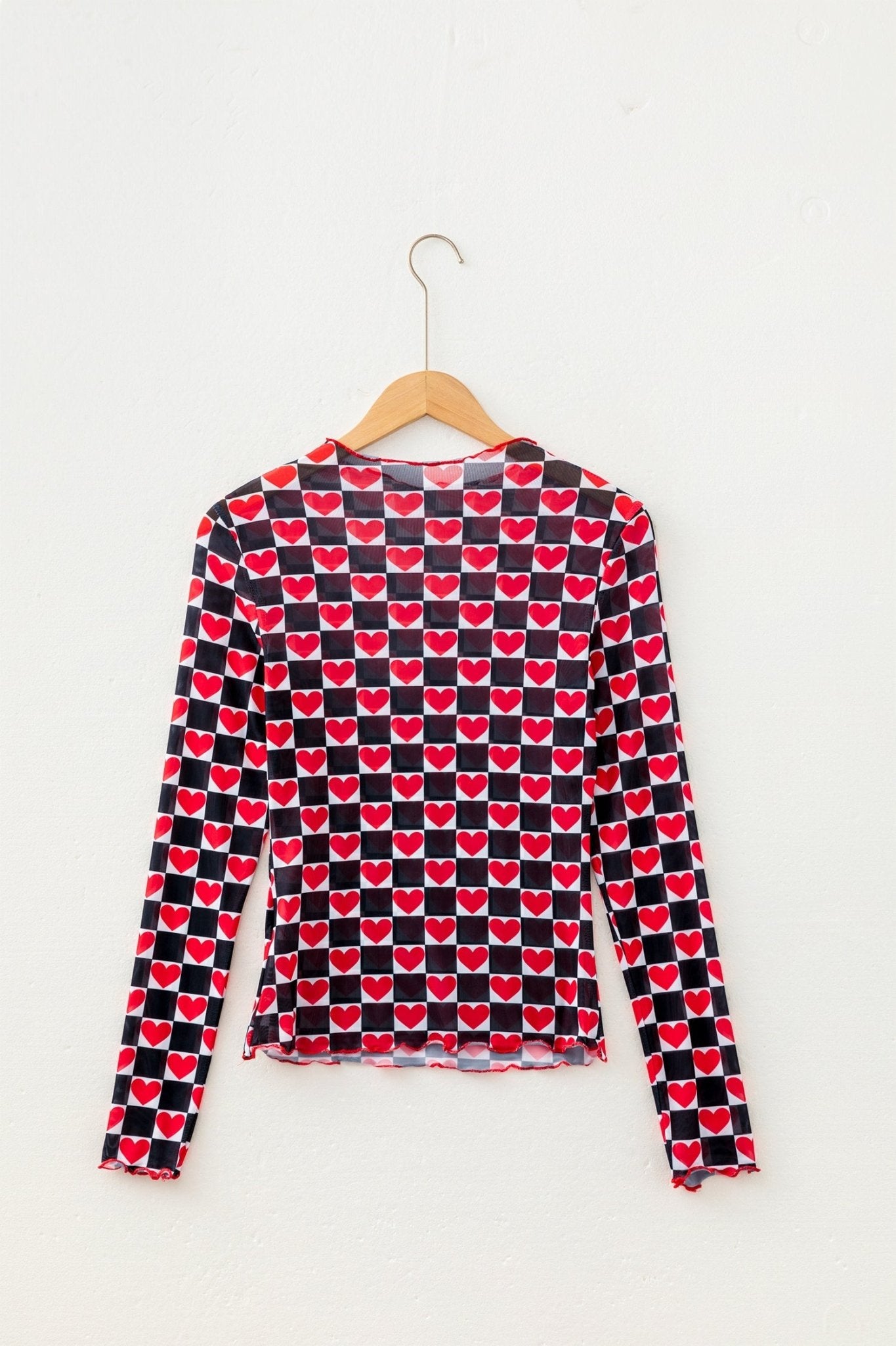 Checker Sheer Mesh Long Sleeve Blouse - Rooted & Reckless Co.