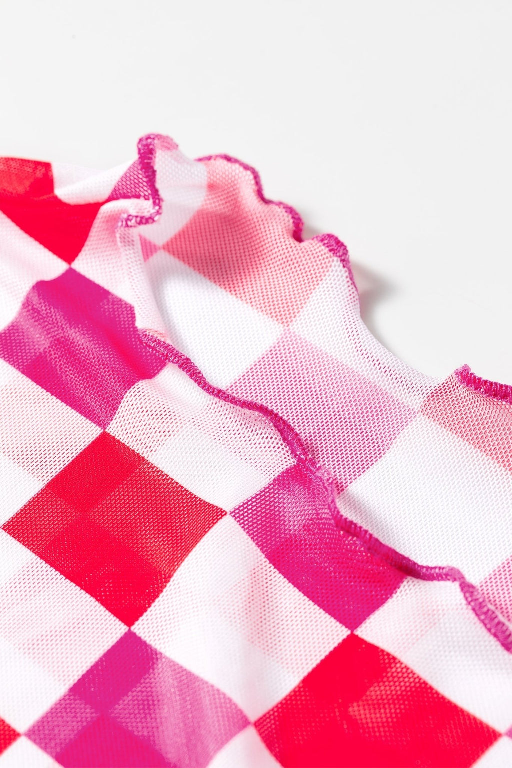 Checker Sheer Mesh Long Sleeve Blouse - Rooted & Reckless Co.