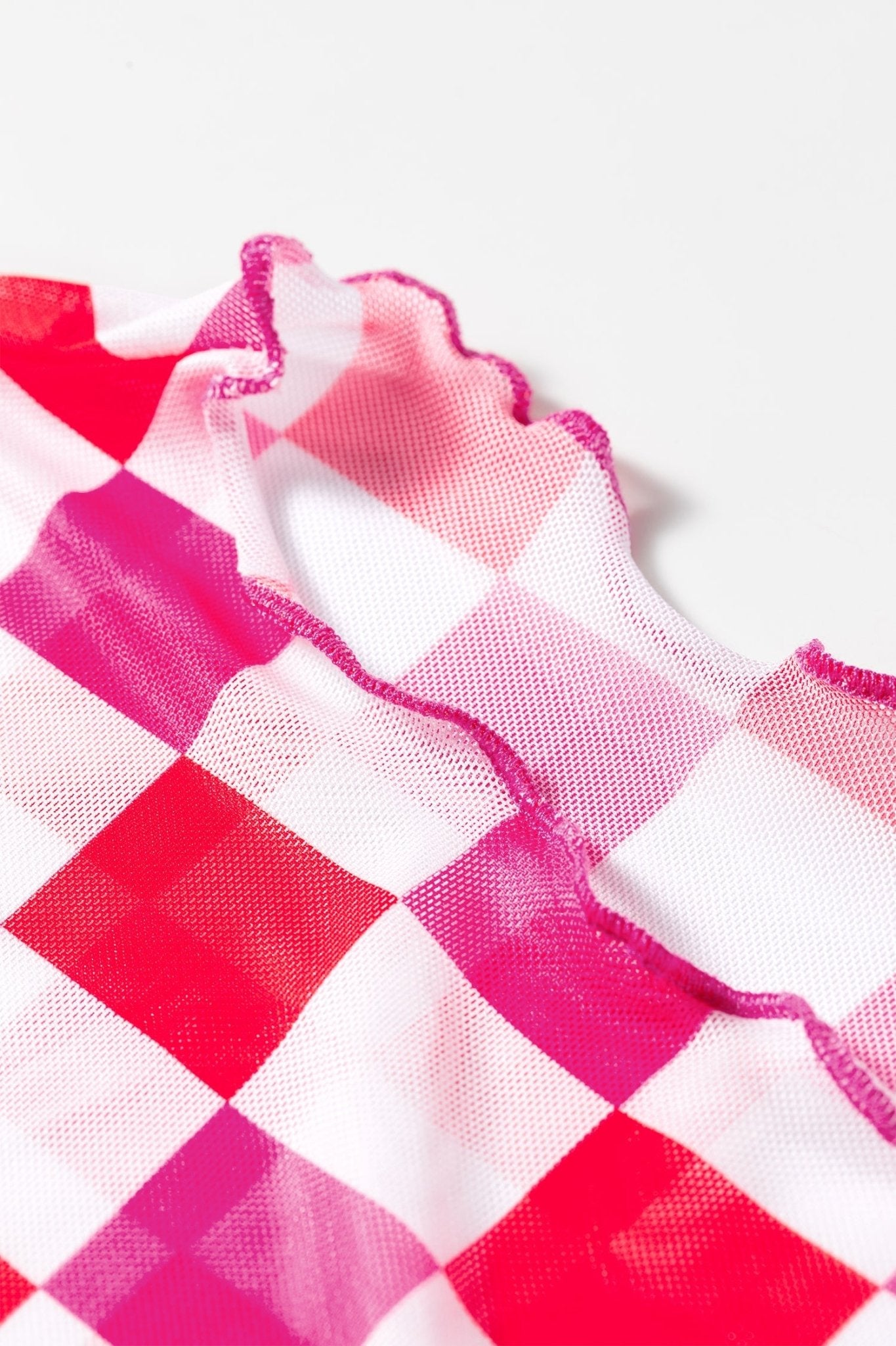 Checker Sheer Mesh Long Sleeve Blouse - Rooted & Reckless Co.