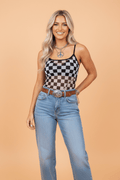 Checker Sheer Mesh Spaghetti Strap Tank Top - Rooted & Reckless Co.