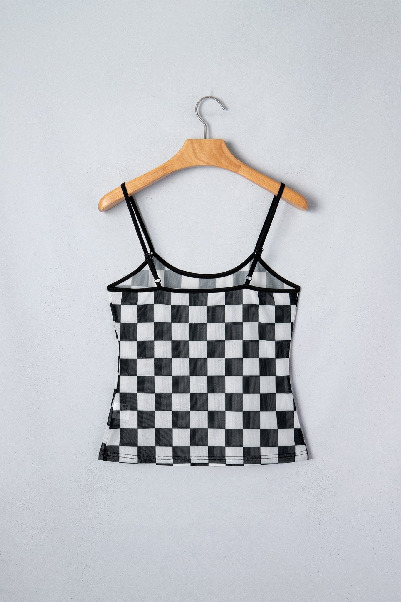 Checker Sheer Mesh Spaghetti Strap Tank Top - Rooted & Reckless Co.