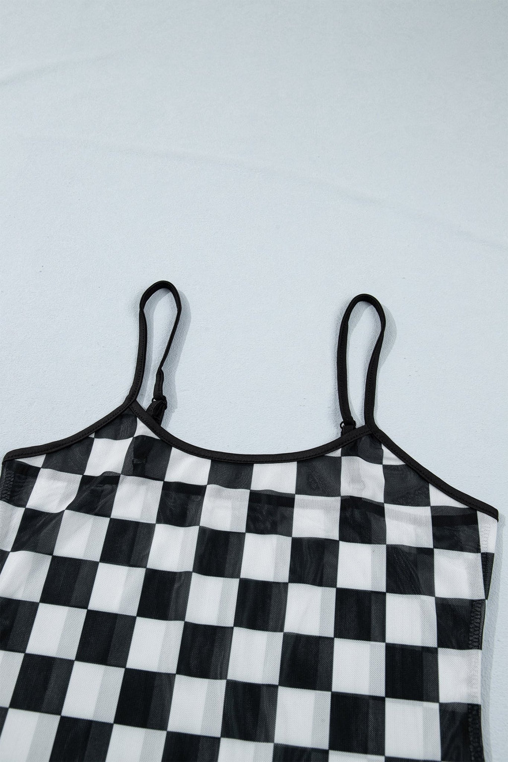 Checker Sheer Mesh Spaghetti Strap Tank Top - Rooted & Reckless Co.