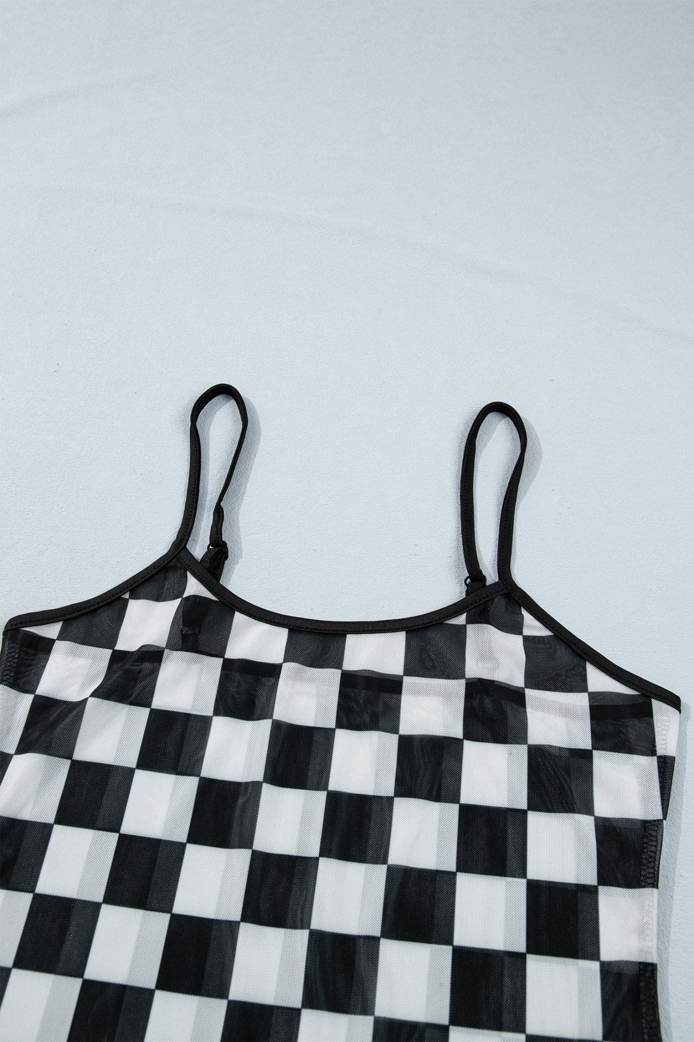 Checker Sheer Mesh Spaghetti Strap Tank Top - Rooted & Reckless Co.
