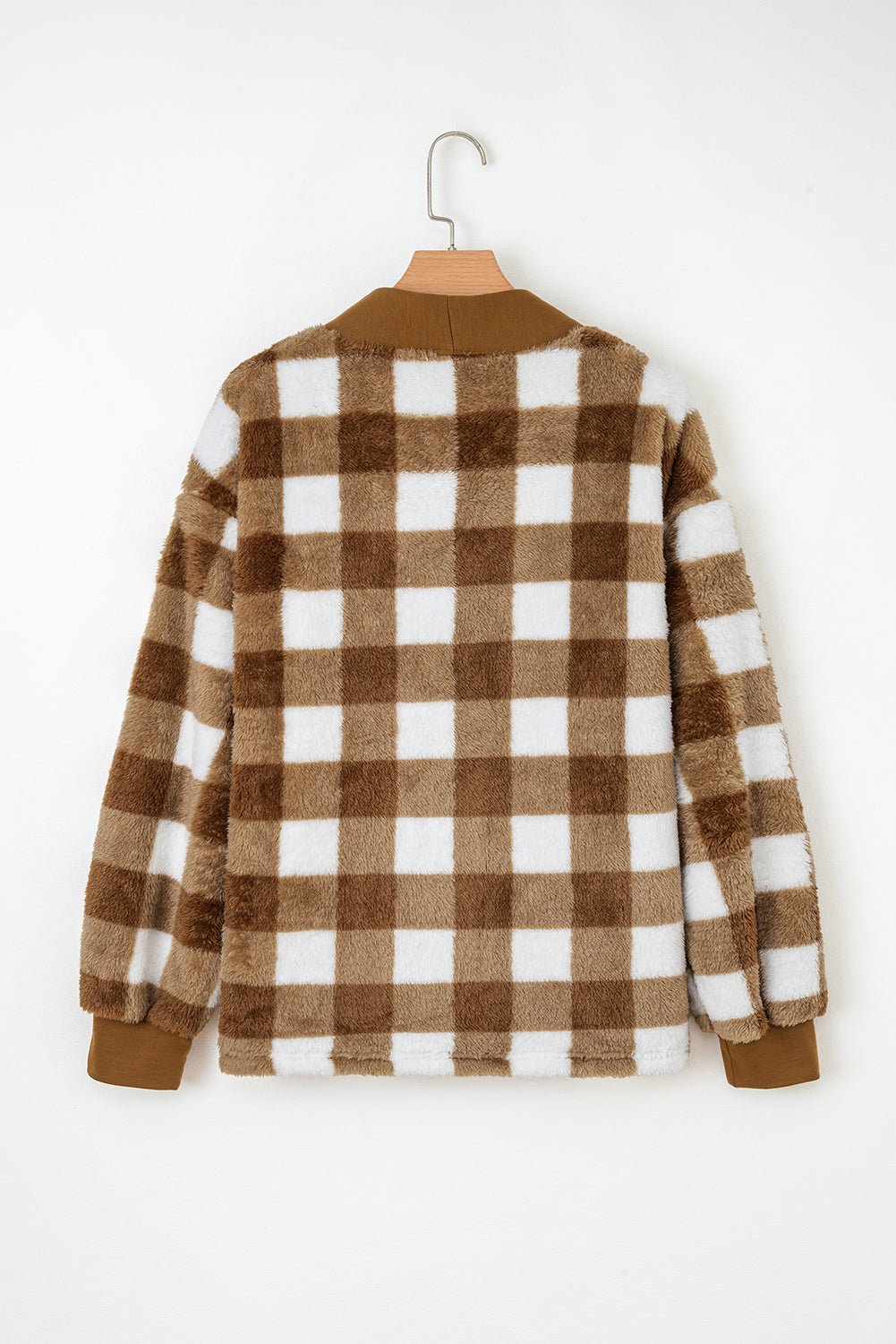 Checker Sherpa Button-Up Pocketed Cardigan - Rooted & Reckless Co.