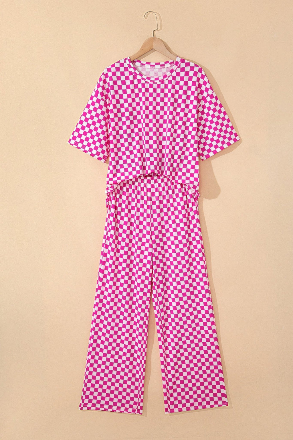 Checker Short Sleeve Tee & Pants Lounge Set - Rooted & Reckless Co.