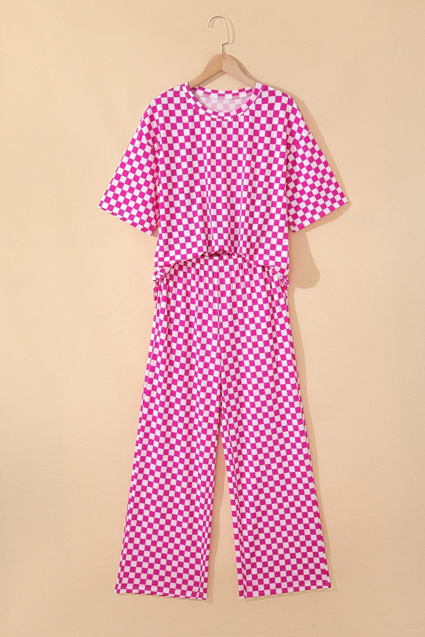 Checker Short Sleeve Tee & Pants Lounge Set - Rooted & Reckless Co.