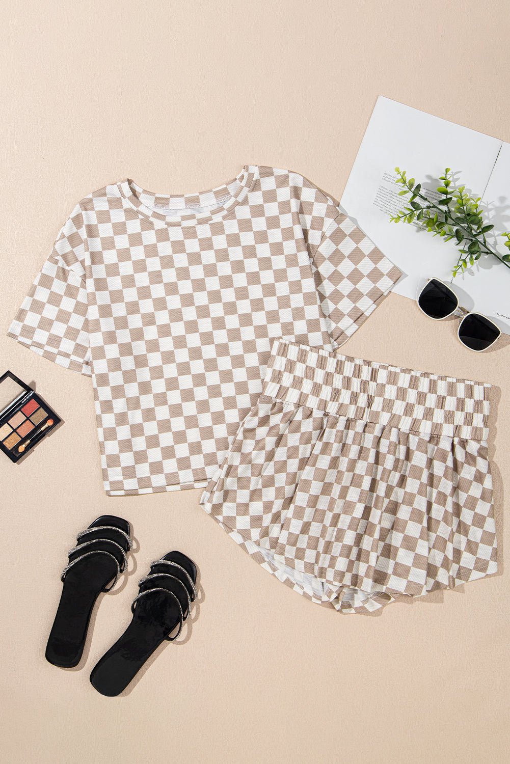 Checker T-Shirt & High Waist Skort Set - Rooted & Reckless Co.